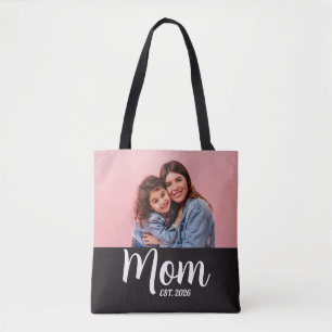 Mum Established Script Black Photo Tote Bag