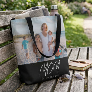 Mum Established Script Black Photo Tote Bag
