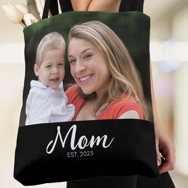 Mum Established Script Black Photo Tote Bag (Creator Uploaded)
