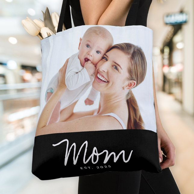 Mum Established Script Black Photo Tote Bag (Creator Uploaded)