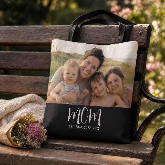 Mum Established Script Black Photo  Tote Bag (Creator Uploaded)