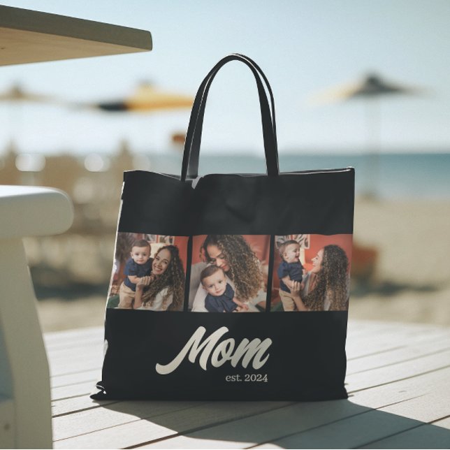 Mum Established Script Black Photo Tote Bag (Creator Uploaded)
