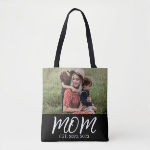 Mum Established Script Black Photo Tote Bag
