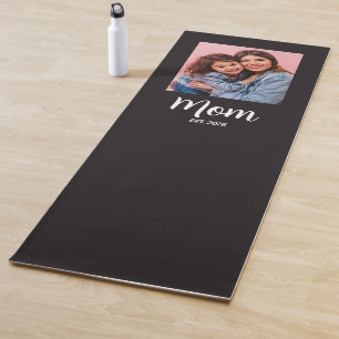 Mum Established Script Black Photo  Yoga Mat