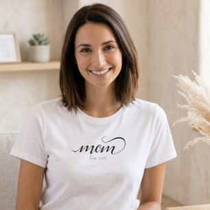 Mum Established Script Custom Black Year Mother T-Shirt