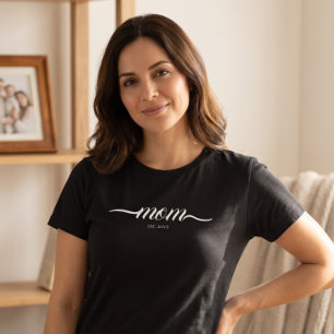 Mum Established Script Custom Black Year Mother  T-Shirt
