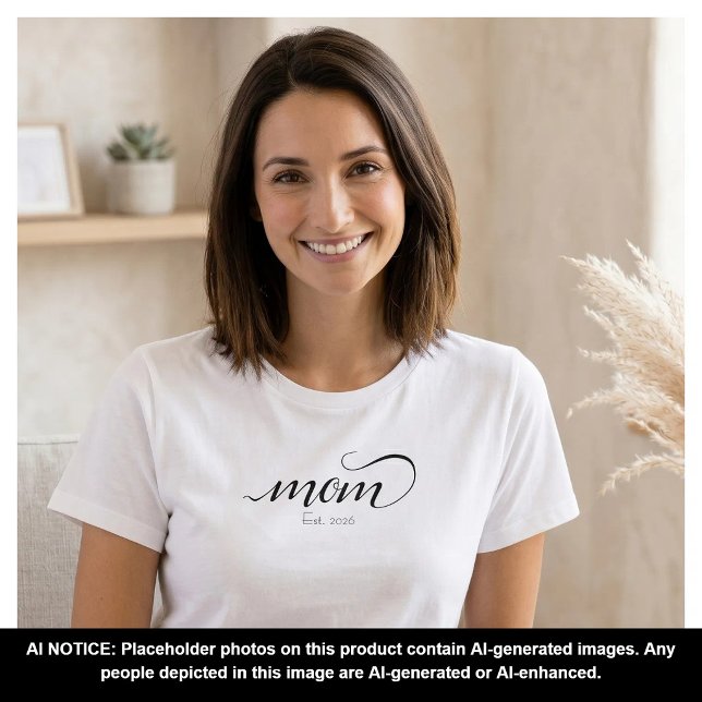 Mum Established Script Custom Black Year Mother  T-Shirt (Creator Uploaded)