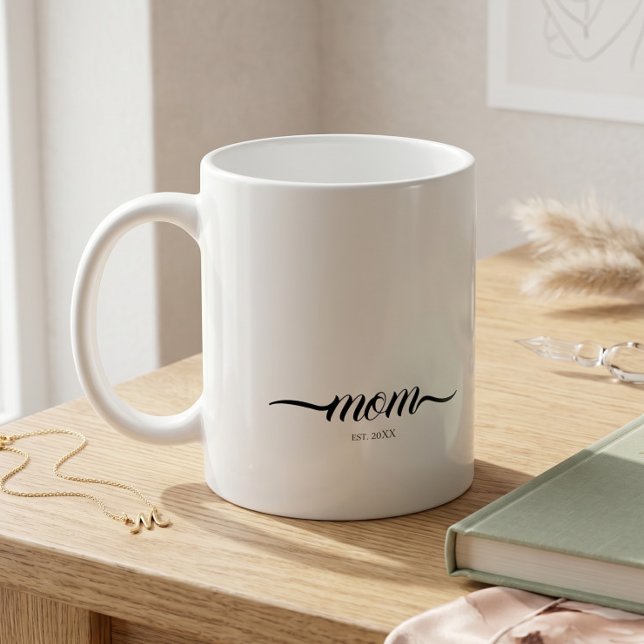 Mum Established Script Custom Year Mother  Coffee Mug (Creator Uploaded)