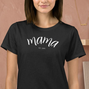 Mum Established Script Minimalist Year New Mama T-Shirt