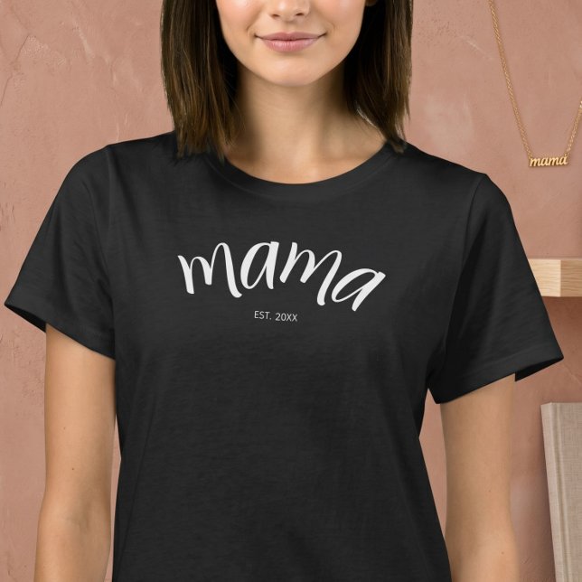 Mum Established Script Minimalist Year New Mama T-Shirt (Creator Uploaded)