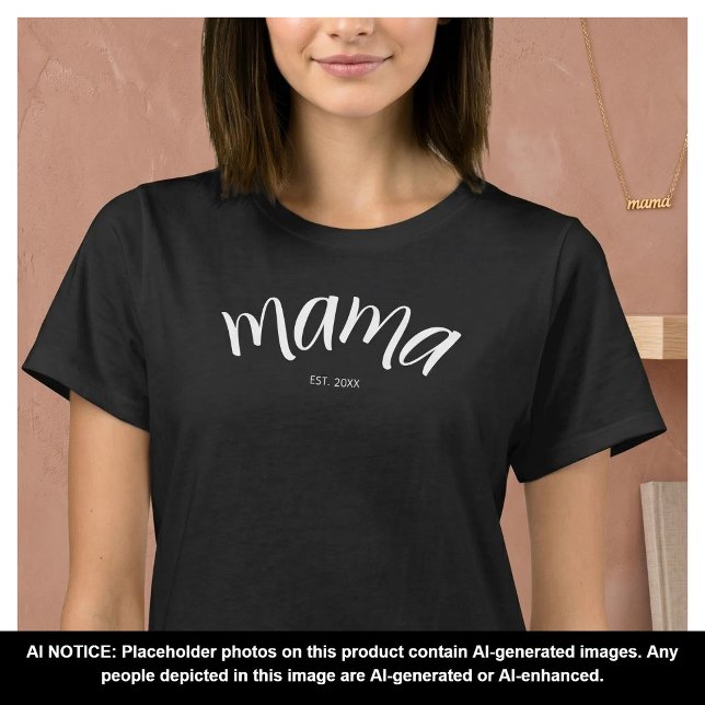 Mum Established Script Minimalist Year New Mama T-Shirt (Creator Uploaded)