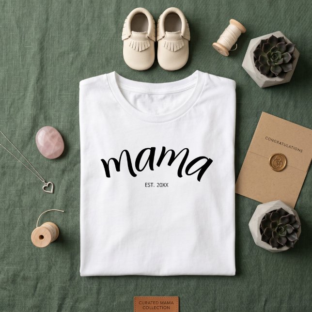 Mum Established Script Minimalist Year New Mama Tri-Blend Shirt (Creator Uploaded)