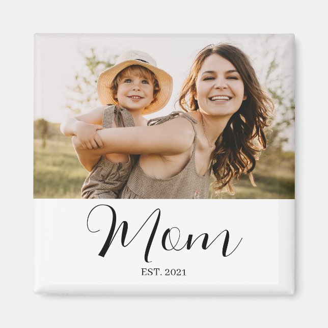 Mum Established Script Photo and Year Mothers Magnet (Front)
