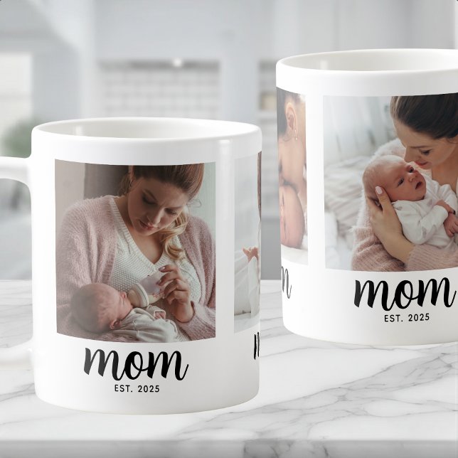 Mum Established Script Photo Gift Coffee Coffee Mu Mug (Creator Uploaded)