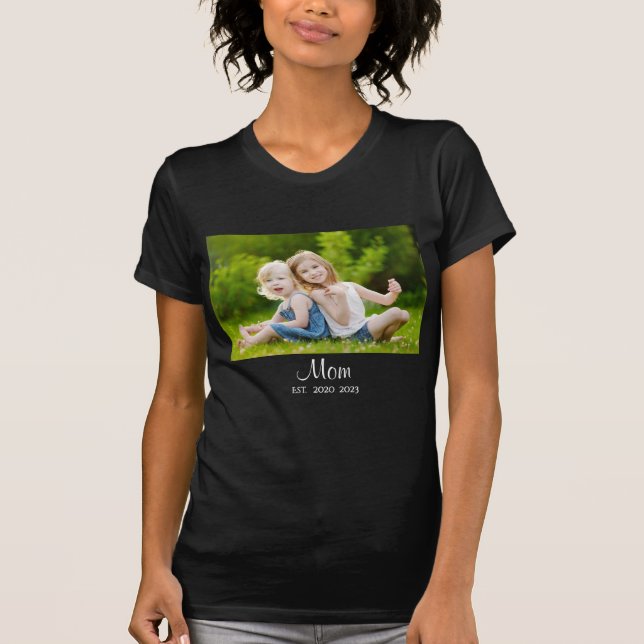 Mum Established Script Photo Mother's Day T-Shirt (Front)