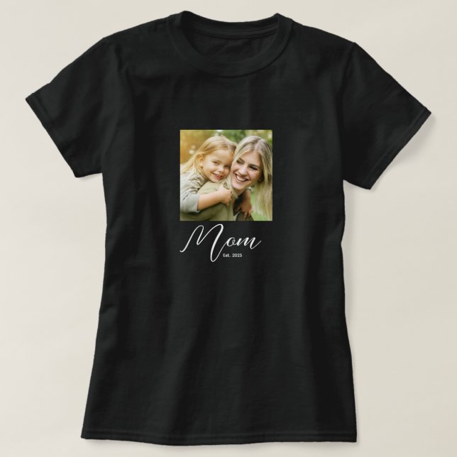 Mum Established Script Photo T-Shirt (Design Front)