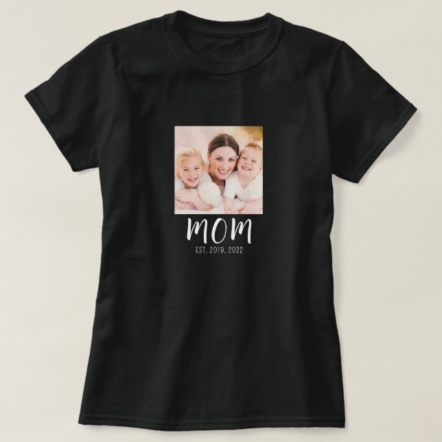 Mum Established Script Photo T-Shirt (Design Front)
