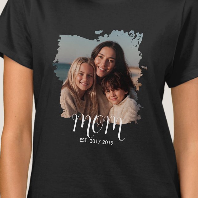 Mum Established Script Photo  T-Shirt (Creator Uploaded)
