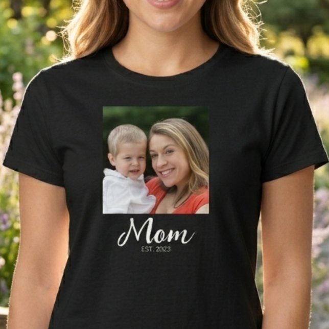 Mum Established Script Photo  T-Shirt (Creator Uploaded)