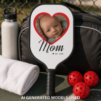 Mum Established Script Red Heart Photo White