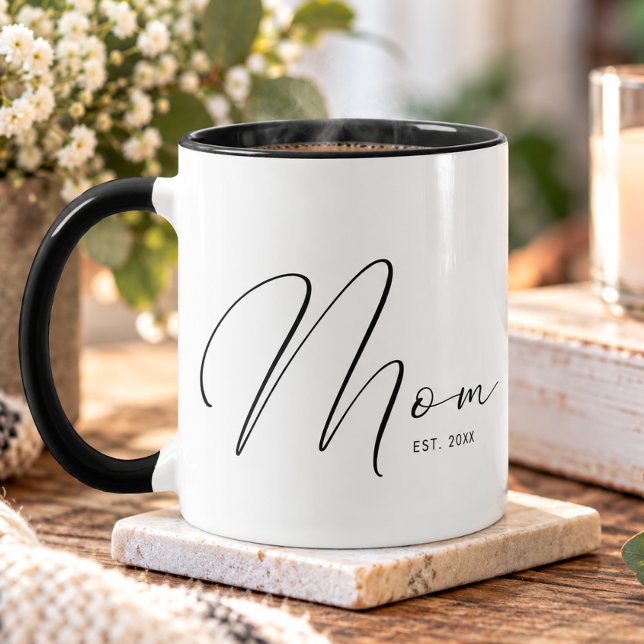Mum Established Script White New Mum Mug (Creator Uploaded)