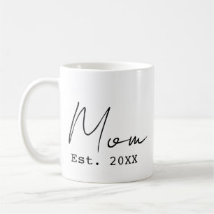 Mum Established Simple Elegant Script New Mum Coffee Mug