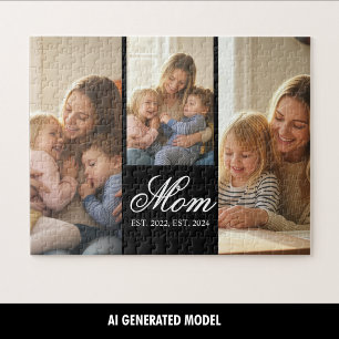 Mum Established Three Photo Family Moments Jigsaw Puzzle