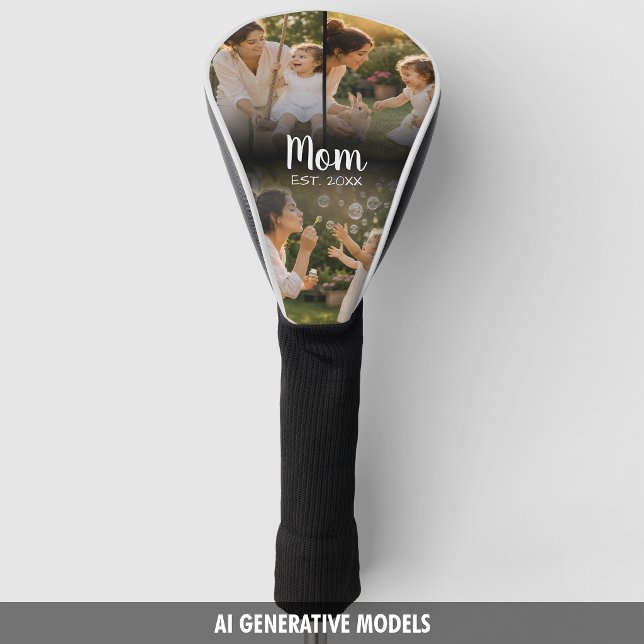 Mum Established Three Photo Keepsake Golf Head Cover (Mom Established Three Photo Keepsake Golf Head Cover)