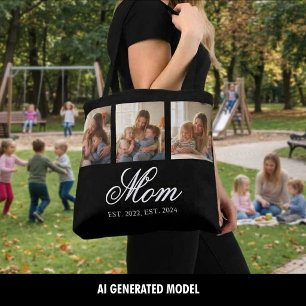 Mum Established Three Photo Love and Memories Tote Bag