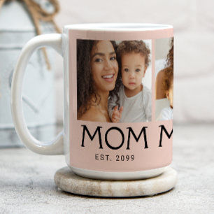 Mum Established Typography Blush Pink 3 Photo Coffee Mug