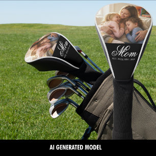 Mum Established White Elegant Script Photo Golf Head Cover