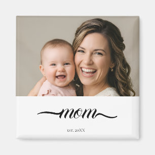 Mum Established White Photo Custom Year Magnet