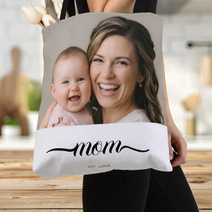 Mum Established White Photo Custom Year Tote Bag
