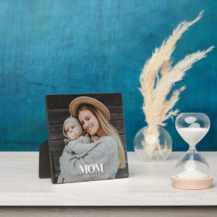 Mum Established White Typography Photo Gift Plaque