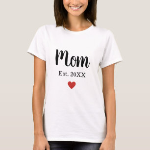 Mum Established Year Little Heart Custom T-Shirt