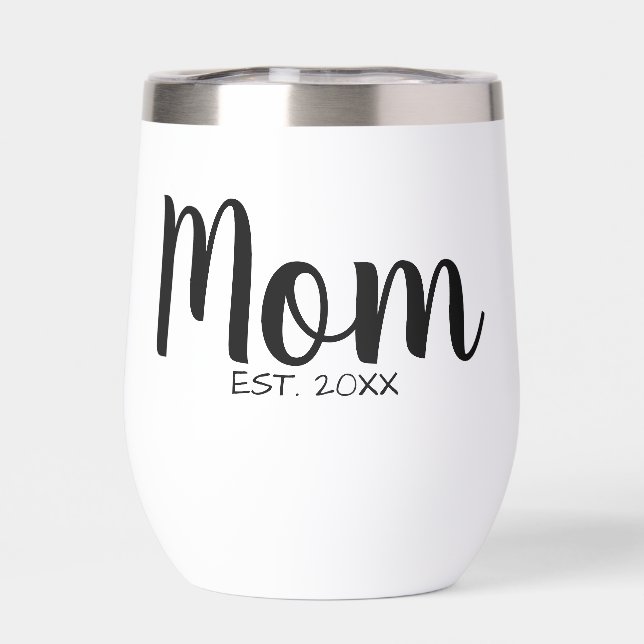 Mum Established Year Modern Script Keepsake (Back)