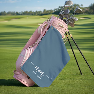Mum Established Year Script New Mum Gift Blue Golf Towel