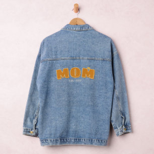 Mum established year typography personalised denim jacket