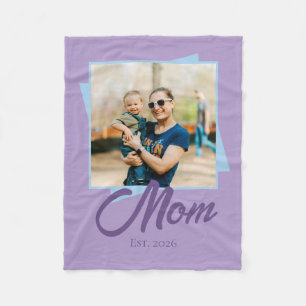 Mum Established Year with Photo Fleece Blanket