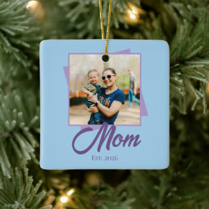 Mum Established Year with Photo Holiday Ceramic Ornament