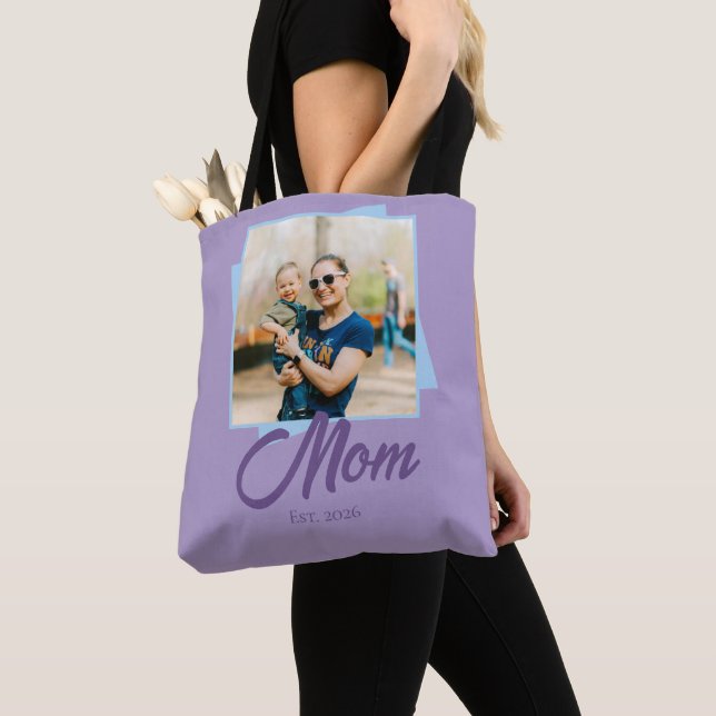 Mum Established Year with Photo Tote Bag (Close Up)