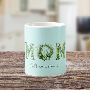 Mum Extraordinaire Floral Typography Coffee Mug