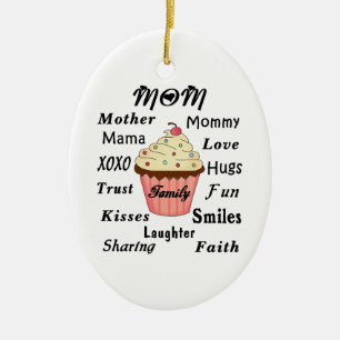 Mum Family Cupcake Ceramic Tree Decoration