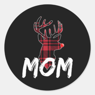 Mum Family Matching Pajama - Christmas Red Nose De Classic Round Sticker