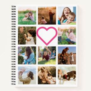 Mum Family Photo Collage Pink Heart Notebook