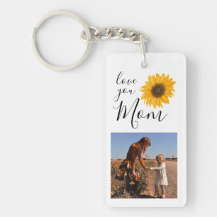 Mum Family Photo Collage Sunflower Key Ring