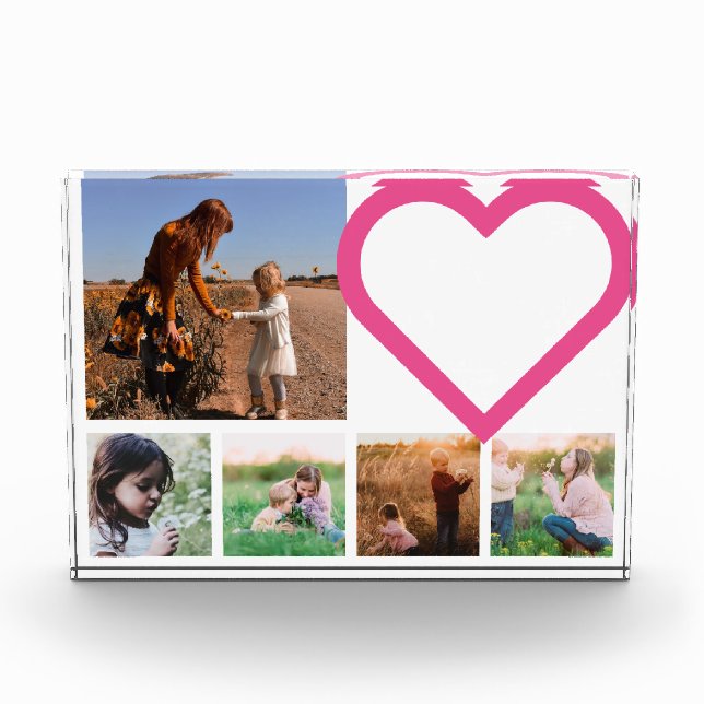 Mum Family Photo Pink Heart Modern (Front)