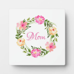 Mum Feminine Floral Mum Personalised Watercolor Plaque