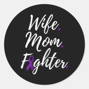 Mum Fighter Fibromyalgia Awareness 1 Classic Round Sticker
