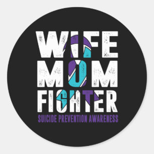 Mum Fighter Suicide Prevention Awareness Classic Round Sticker